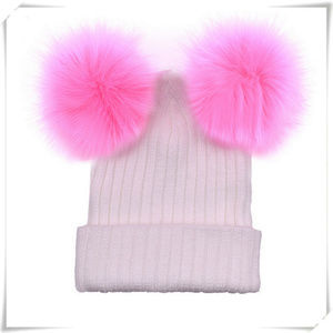 Knit beanie warm hat with pompom (women, girls)
